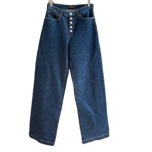 Banana Republic High Rise Wide Leg Button Fly Denim Jeans Boho Size 27 Long